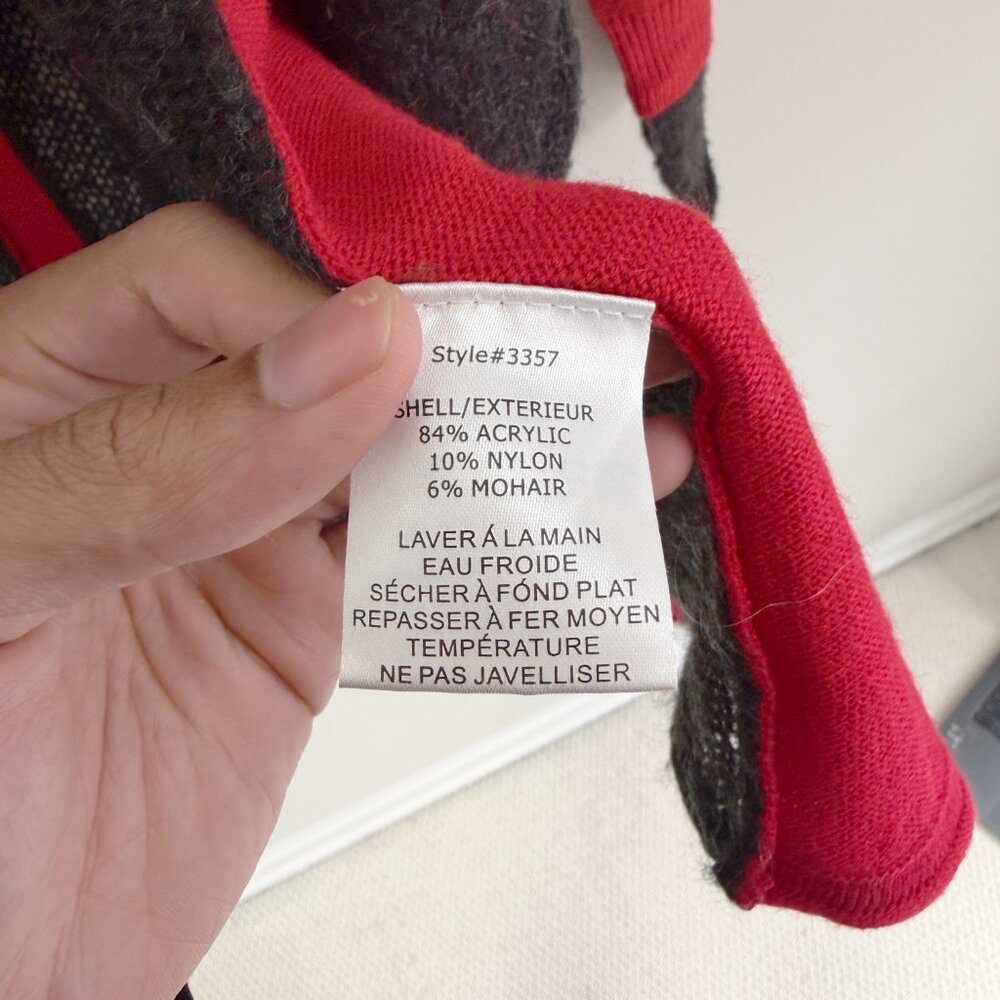 2/$30 Solo Moda Red Gray Open Face Cardigan Sweater S - Picture 4 of 4